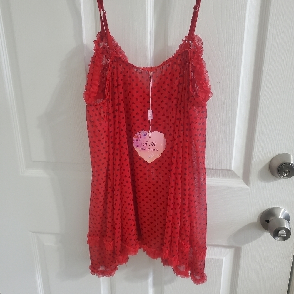 Red Ruffled Chemise - Picture 2 of 5